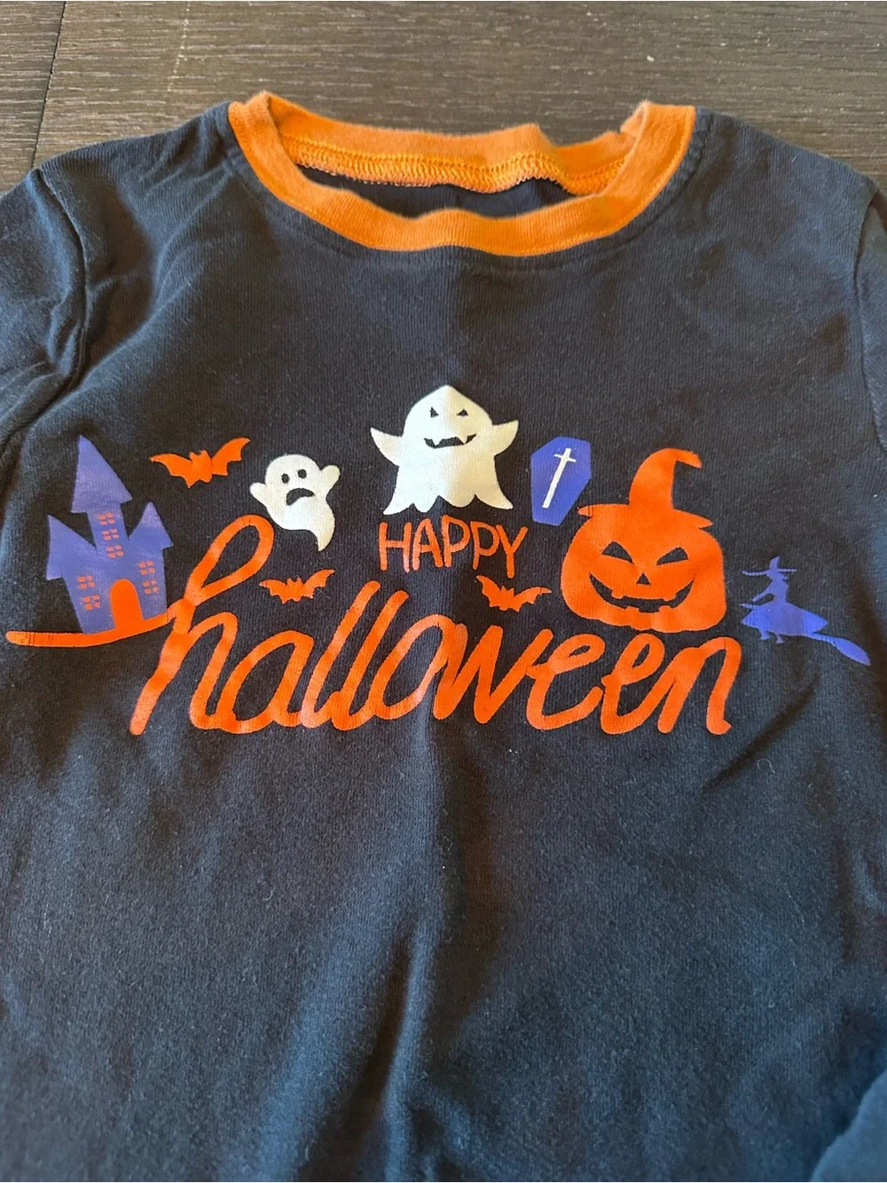 Kids Halloween Pajama Set - Black with Orange Accents